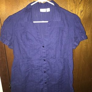 Cato button down, short sleeve top in blue